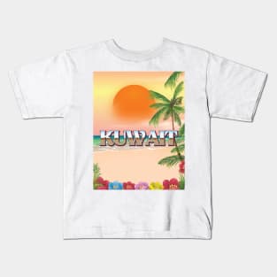 Kuwait Beach travel poster Kids T-Shirt